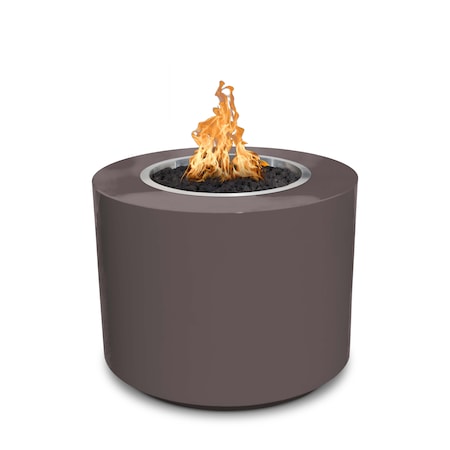 The Outdoor Plus 30 Round Beverly Fire Pit, Powder Coated Metal, Java, Plug & Play Electronic Ignition, Natural Gas OPT-30PCBEKIT-JAV-NG